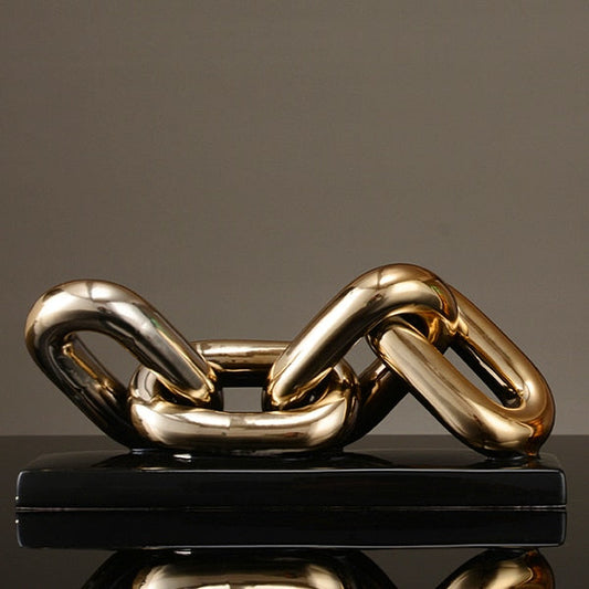 Nordic Golden Chain Ceramic Sculpture