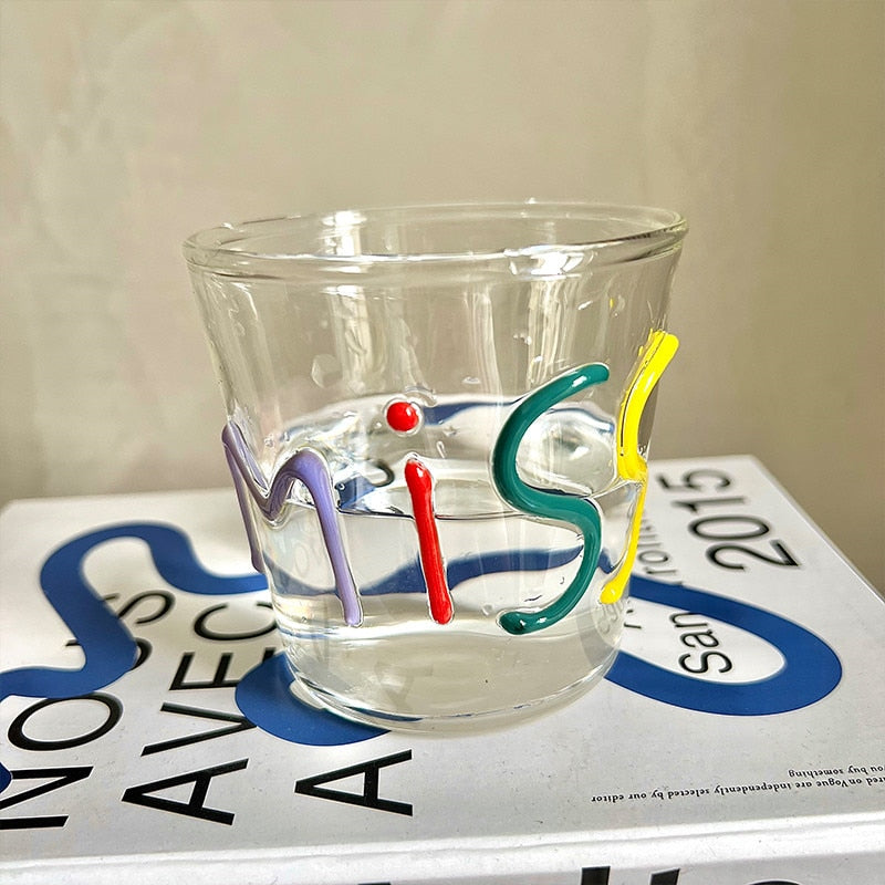 Miss Love Graphic Glass Drinking Cup