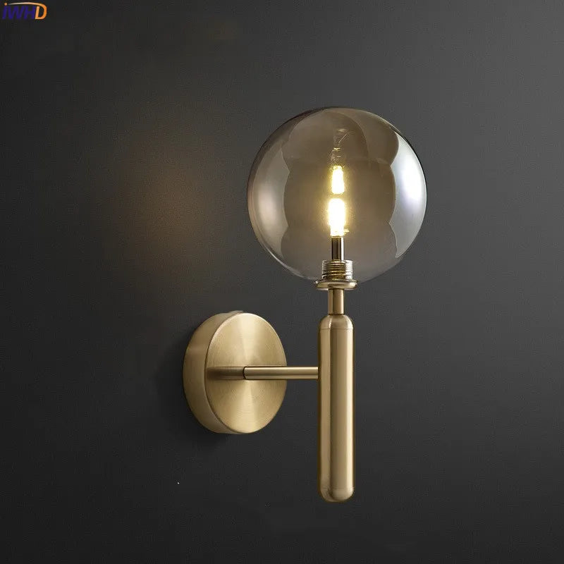 Amber Glass LED Wall Lamp - Scandinavian Design