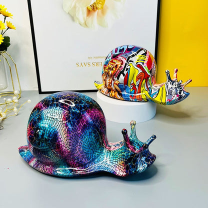 Graffiti Painted Snail Art Sculpture