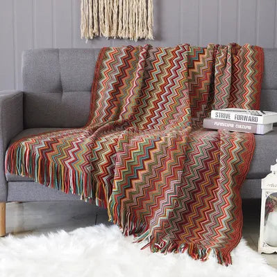 Boho Geometry Blanket: Versatile Décor Accent