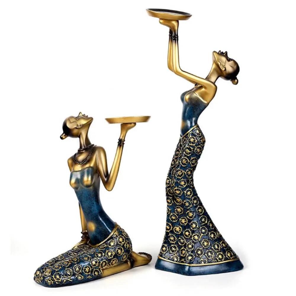 Vintage Abstract Lady Candle Holder Pair