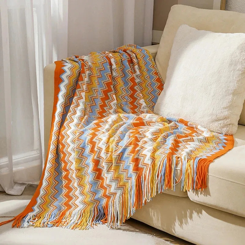 Boho Geometry Blanket: Versatile Décor Accent