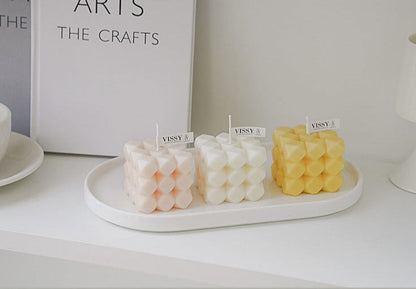 Diamond Cut Cube Decorative Candle