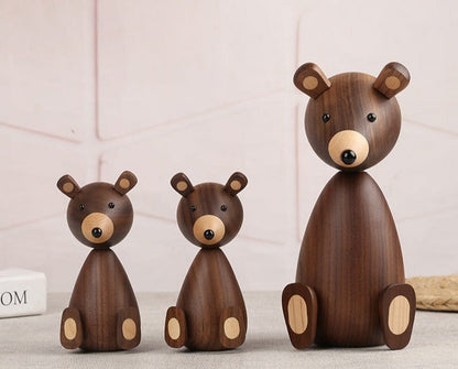 Wooden Brown Bear Sculpture