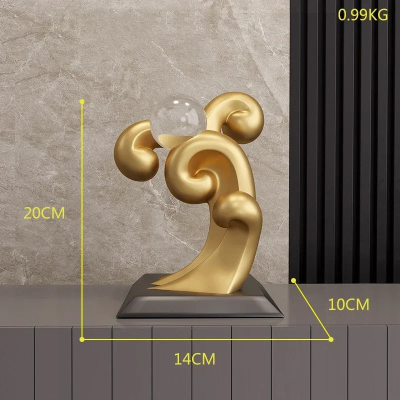 Luxury Golden Abstract Sculpture