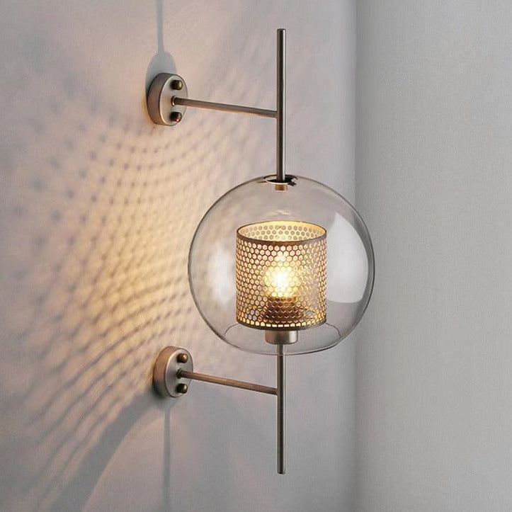 Modern Honeycomb Brass & Glass Wall Sconce