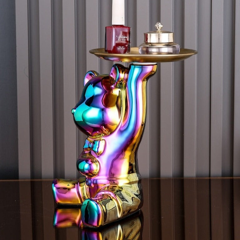 Multi Function Electroplating Bear Doll Shelf Piggy Bank