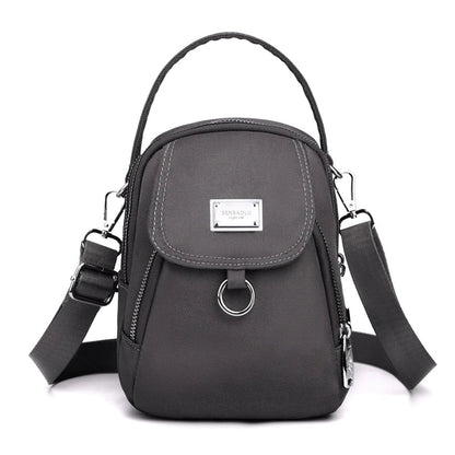 Durable Nylon 3-Layer Mini Shoulder Bag