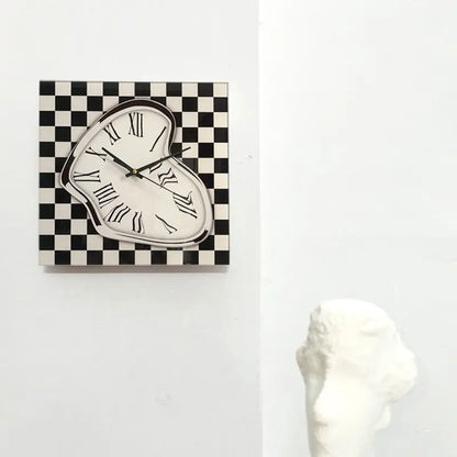 Square Plaid Checker Glass Wall Clock