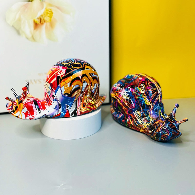 Graffiti Painted Snail Art Sculpture