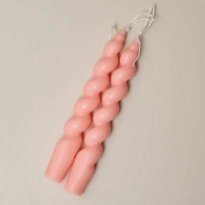 Candy Cane Spiral Candles 2Pc Set