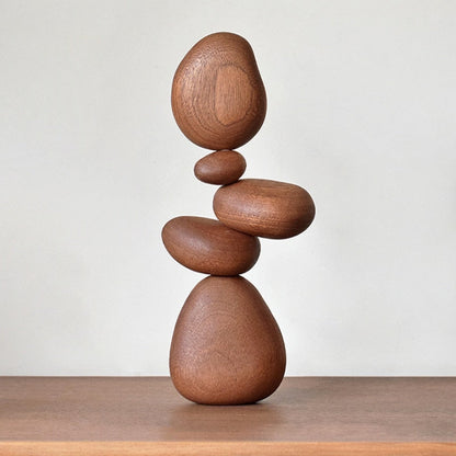 Solid Wood Magnetic Balance Stone Home Decor Sculpture