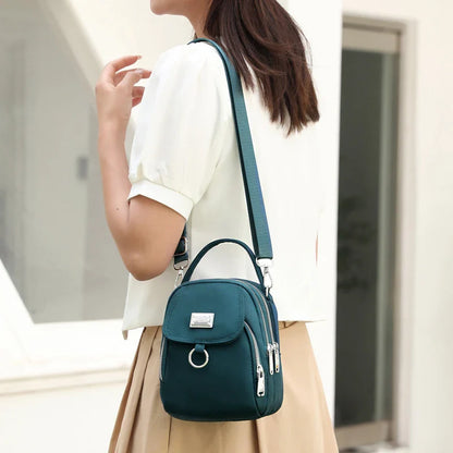 Durable Nylon 3-Layer Mini Shoulder Bag