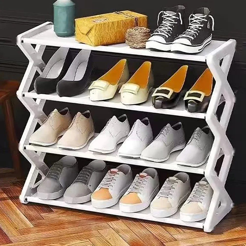 Shoe Organizer - Foldable Mid-Century Shoe Rack Cabinet for Living Room & Hallway