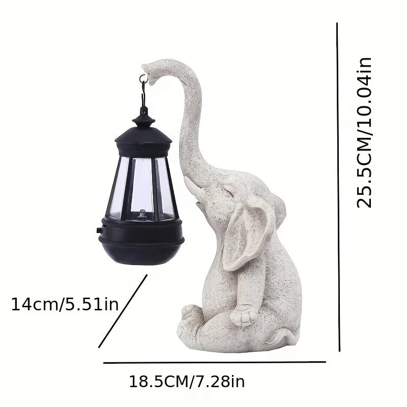 Elephant with Solar Lantern Garden Sculpture Ornament