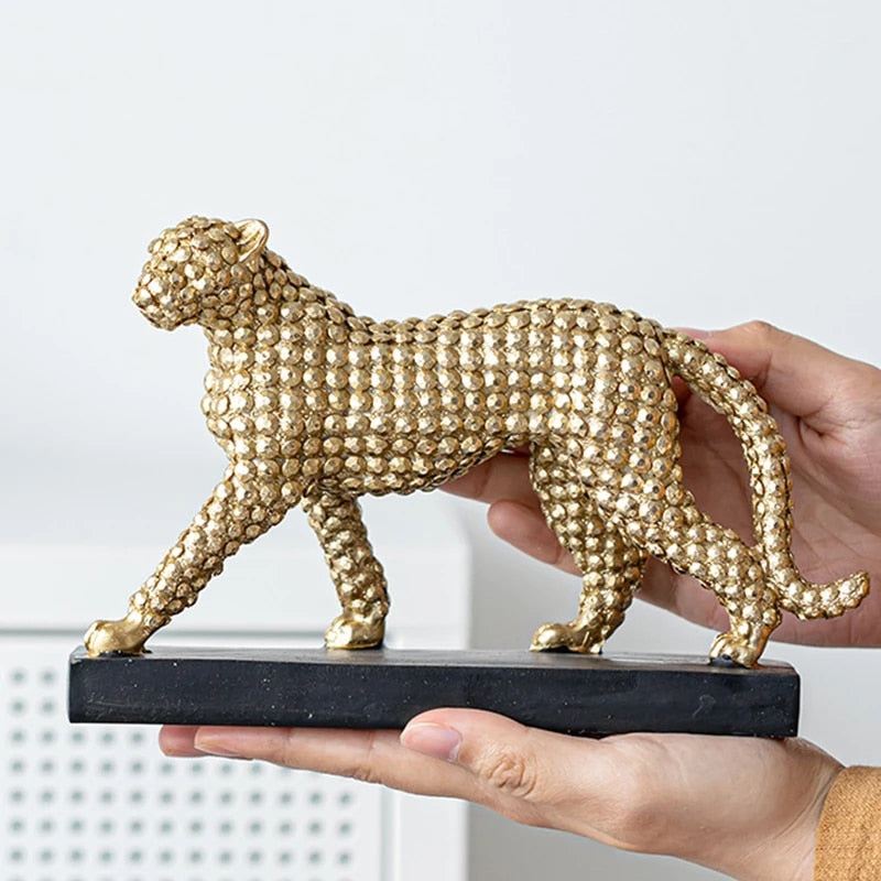 Golden Leopard Cheetah  Statue Resin