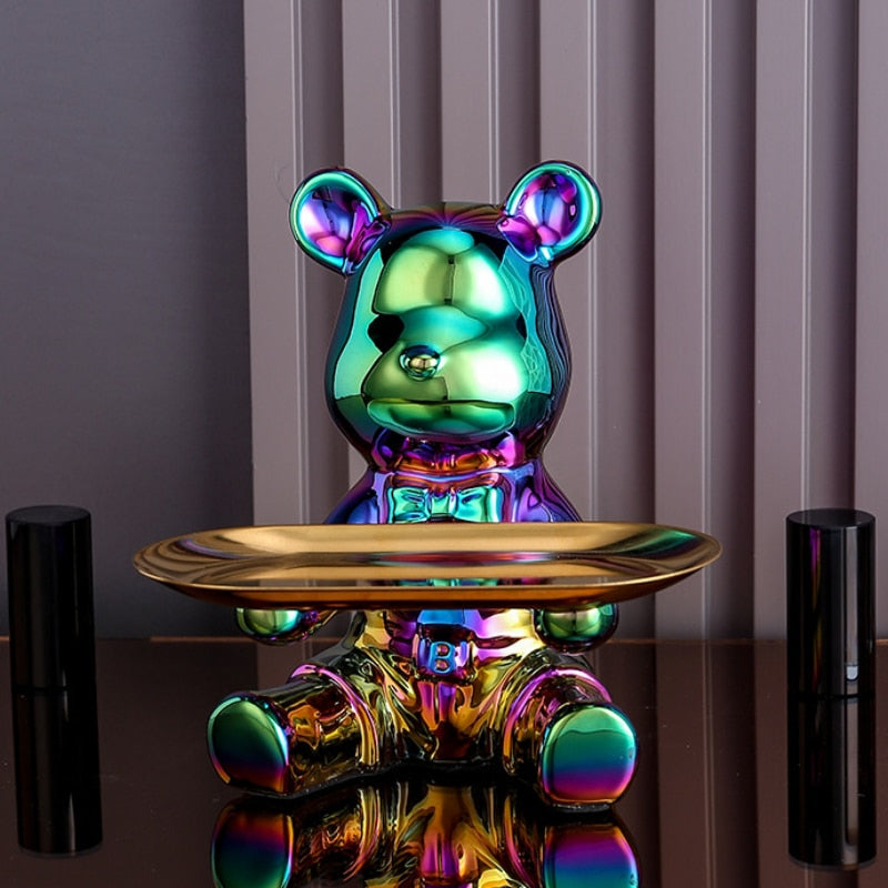 Multi Function Electroplating Bear Doll Shelf Piggy Bank