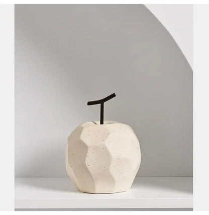 Nordic Hand-Crafted Off White Ceramic Apple and Pear