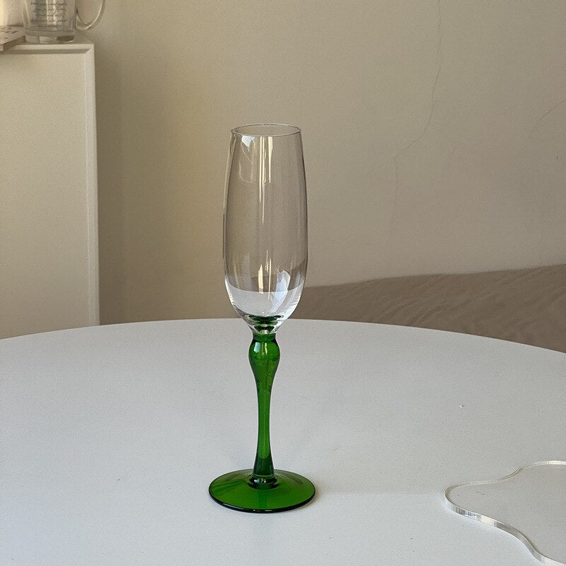 Emerald Joy Contrast Wine and Flute Glass