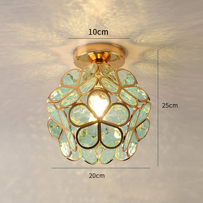 Design Flowers Style Glass Hallway Ceiling Lamp