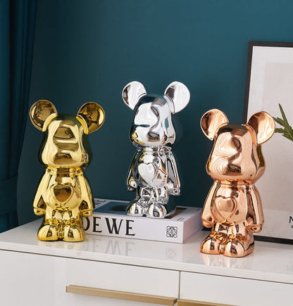 Space Bear Metallic Sculpture Figurine