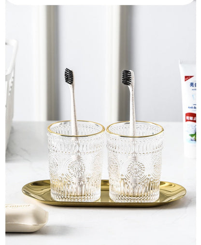 Vintage Texture Glass Toothbrush Holder Set