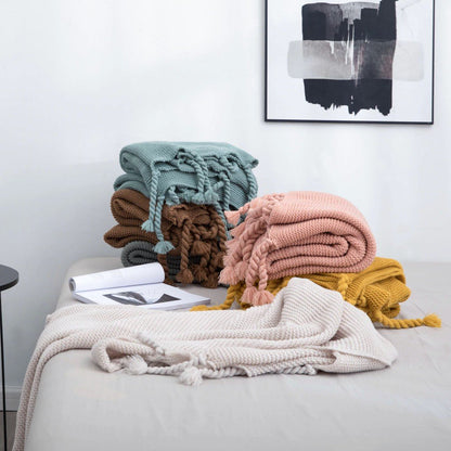 Miravique Tassel Knitted Blanket