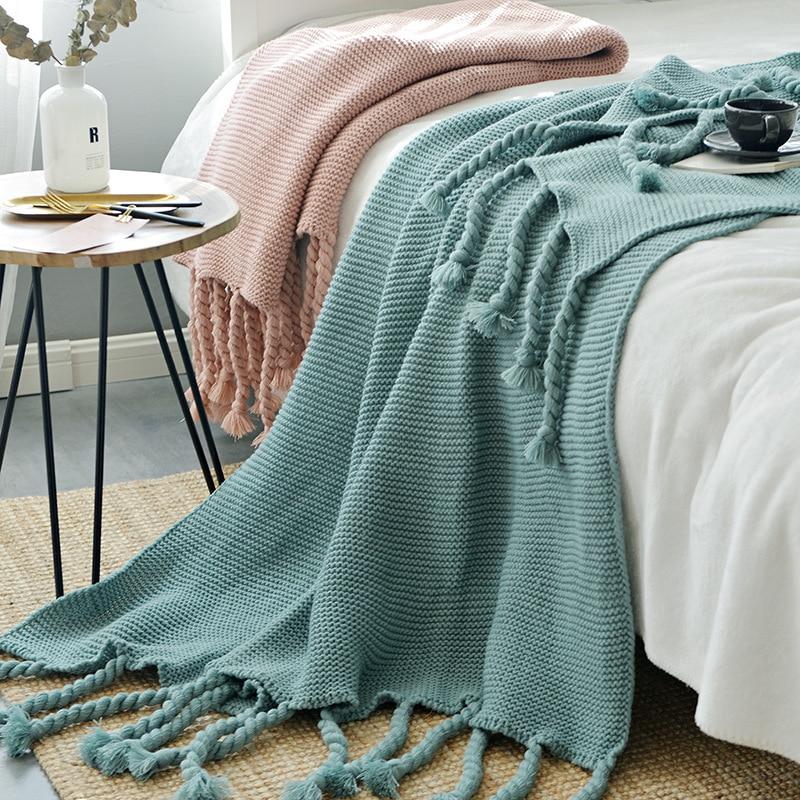 Miravique Tassel Knitted Blanket