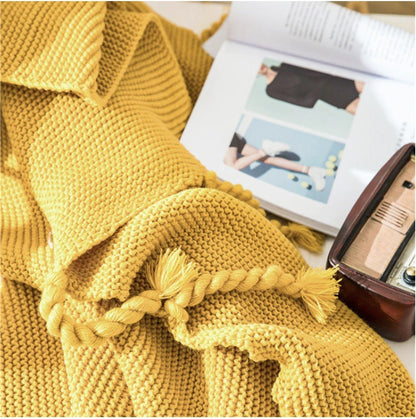 Miravique Tassel Knitted Blanket