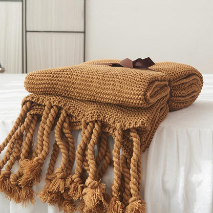 Miravique Tassel Knitted Blanket