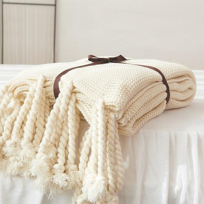 Miravique Tassel Knitted Blanket