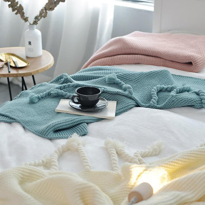 Miravique Tassel Knitted Blanket