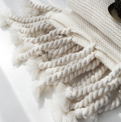 Miravique Tassel Knitted Blanket