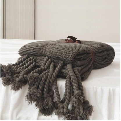 Miravique Tassel Knitted Blanket