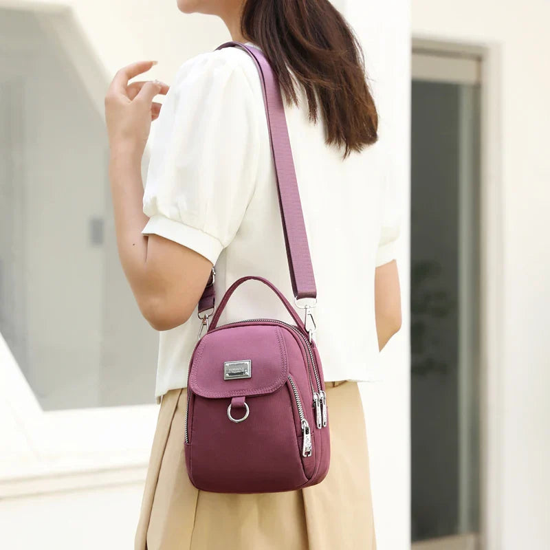 Durable Nylon 3-Layer Mini Shoulder Bag