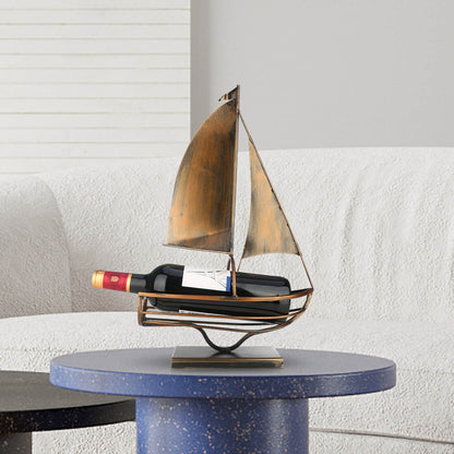 Metal Sailboat Wine Holder