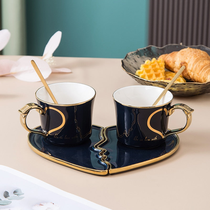 Couple Heart Shaped Coffee Cups