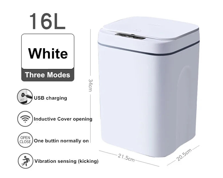 Sophia Smart 16L Automatic Sensor Trash Can – Touchless Waterproof Waste Bin for Kitchen & Bathroom