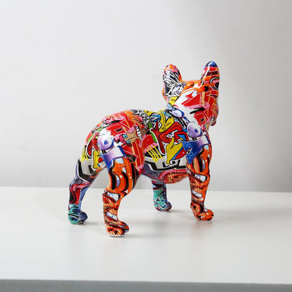 Graffiti Painted French Bulldog Dog Art Sculpture