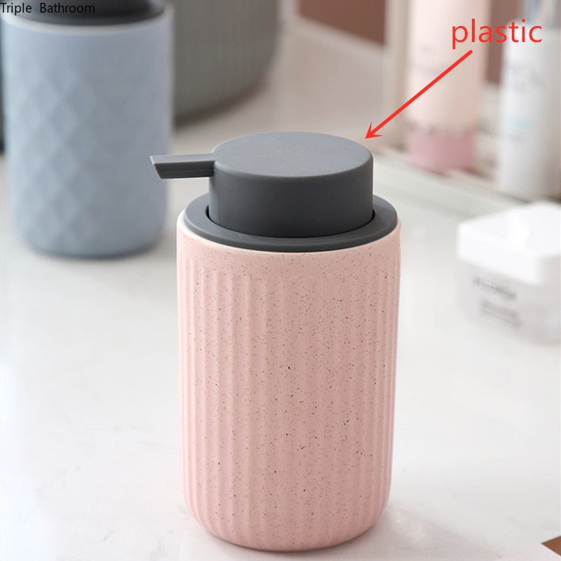 Elegant Ceramic Soap Dispenser - 400ml Refillable Pump Bottle for Bathroom & Kitchen Decor