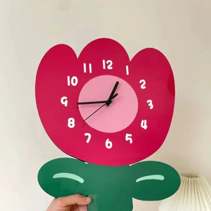 Cartoon Tulip Minimalistic Design Wall Clock