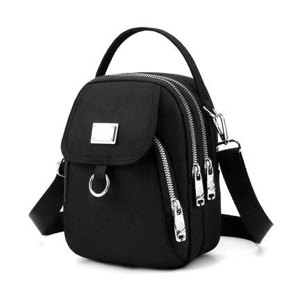 Durable Nylon 3-Layer Mini Shoulder Bag