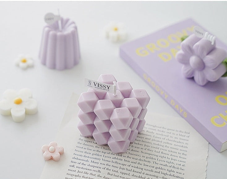 Diamond Cut Cube Decorative Candle