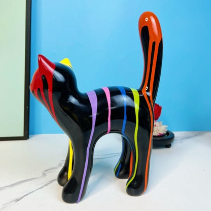 Splash Painted Walking Cat Art  Sculpture