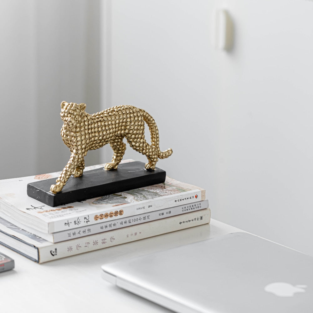 Golden Leopard Cheetah  Statue Resin