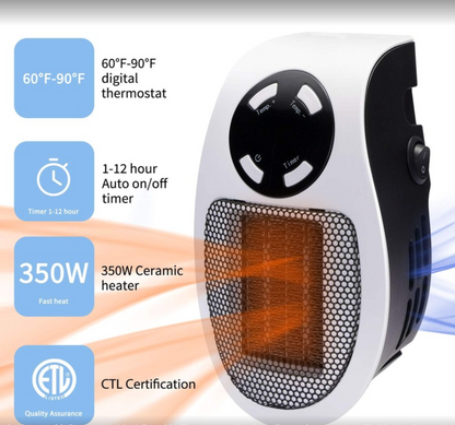 Efficient Portable Electric Space Heater with Remote Control - Fast Heating for Small Spaces