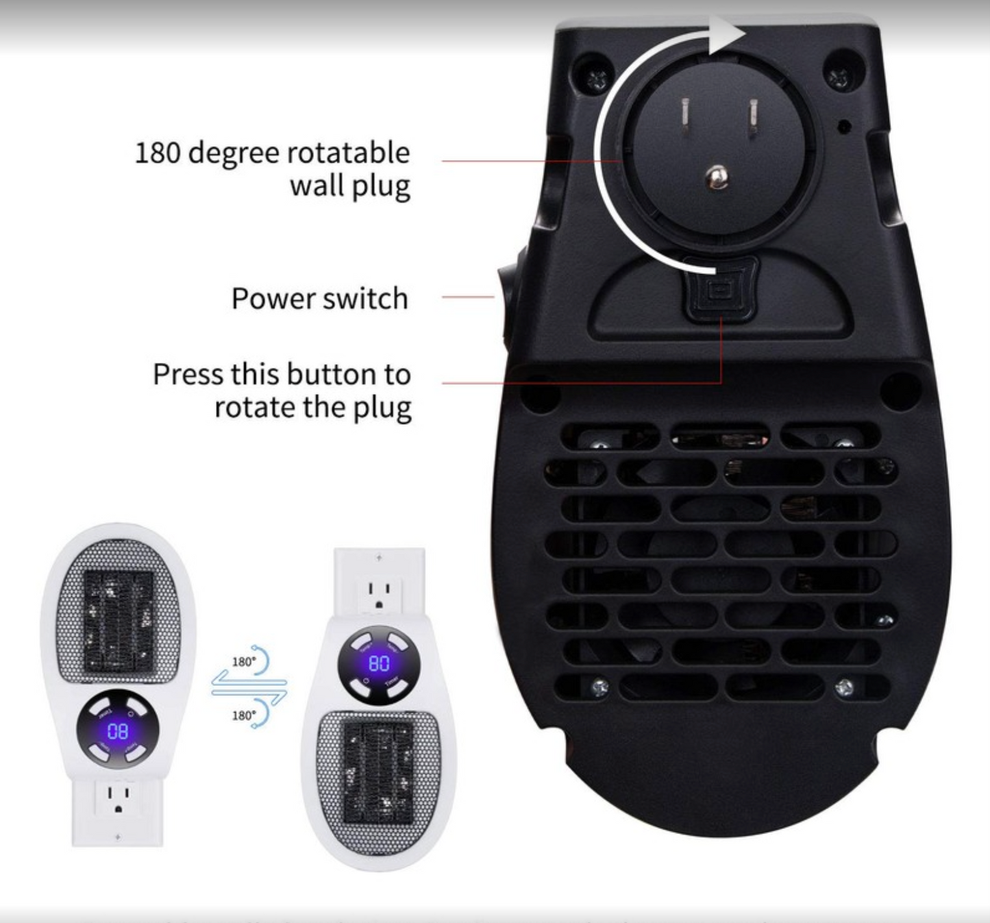 Electric Portable Space Fan Heater With Remote Control