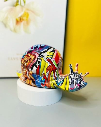 Graffiti Painted Snail Art Sculpture