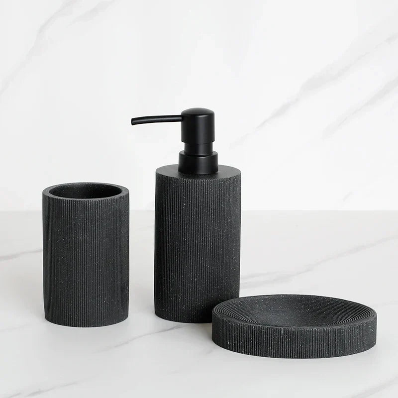 Black Lava Stone Bathroom Accessories Set